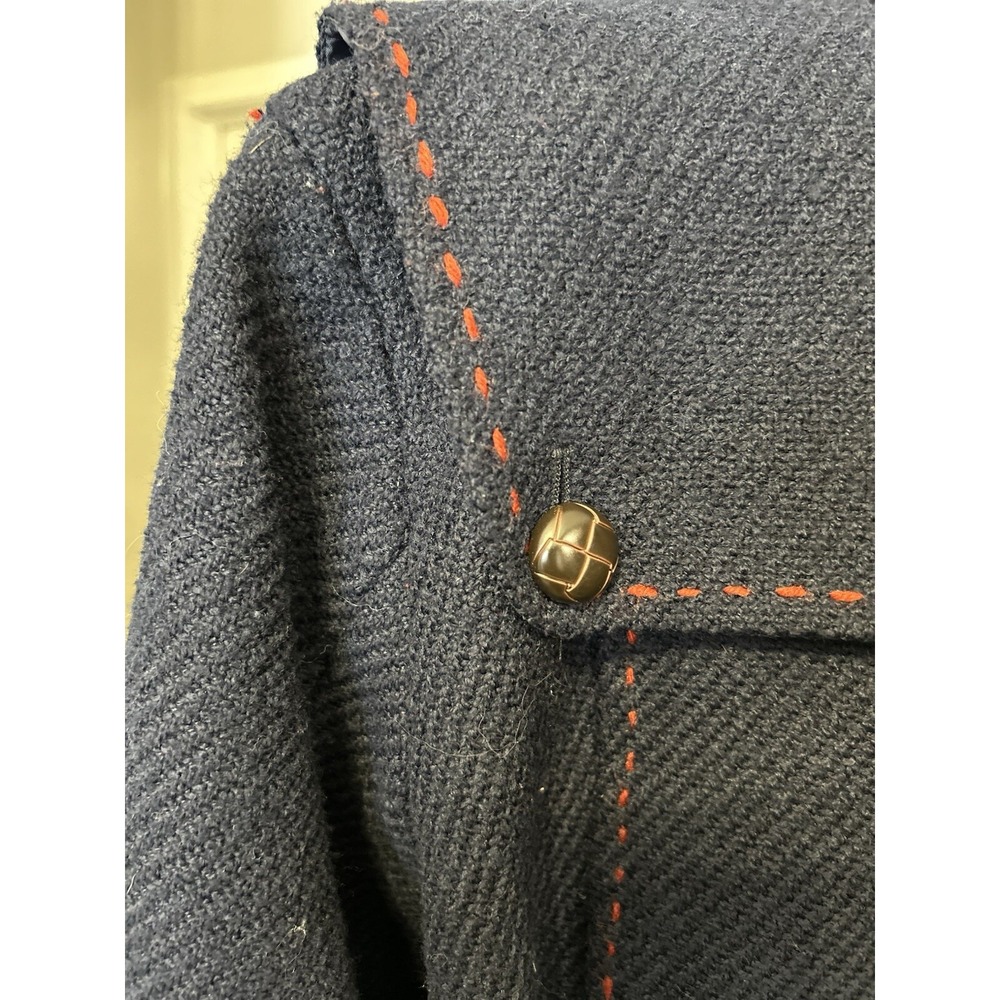 Tommy Hilfiger Wool Blend Navy Peacoat Reefer Jacket Fisherman Coastal Sz Medium - Picture 11 of 14